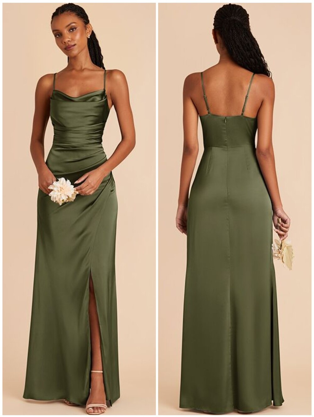 Birdy Grey Matte Satin Lydia Dress Olive/Forest Green Size Medium Holiday Medium